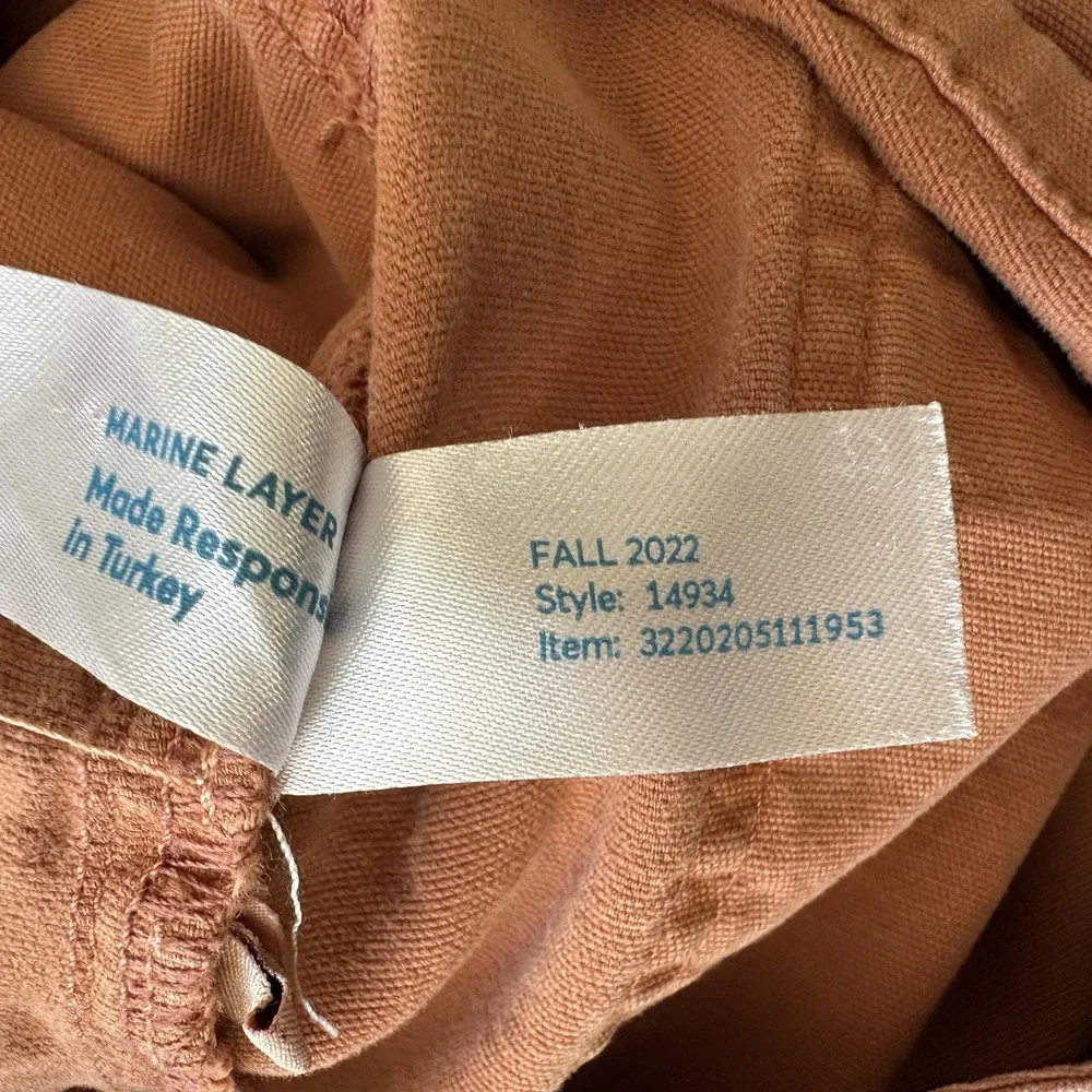 Marine Layer Pants Womens 10 Rust Carpenter Tapered Cropped Utility Twill - Picture 7 of 9
